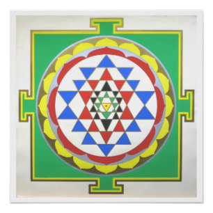 Sri Yantra Heilige Geometrie Poster, Exakte Farben Poster