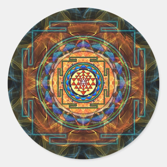 Sri Yantra - Heilige Geometrie Runder Aufkleber (Vorderseite)