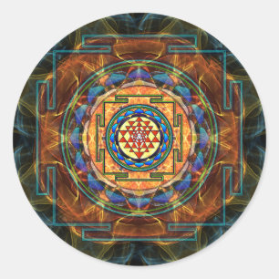 Sri Yantra - Heilige Geometrie Runder Aufkleber