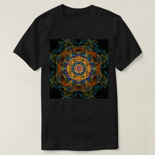 Sri Yantra heilige Geometrie T-Shirt (Design vorne)