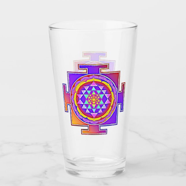 Sri Yantra - Hinduismus Symbol Design 1 Glas (Vorderseite)