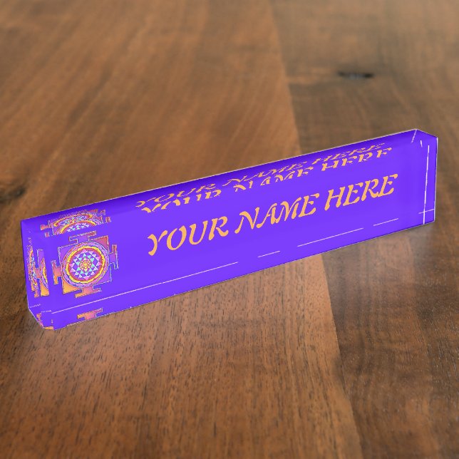 Sri Yantra - Hinduismus Symbol Design 1 Namensplakette (Seite)