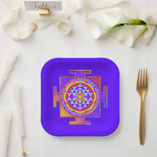 Sri Yantra - Hinduismus Symbol Design 1 Pappteller