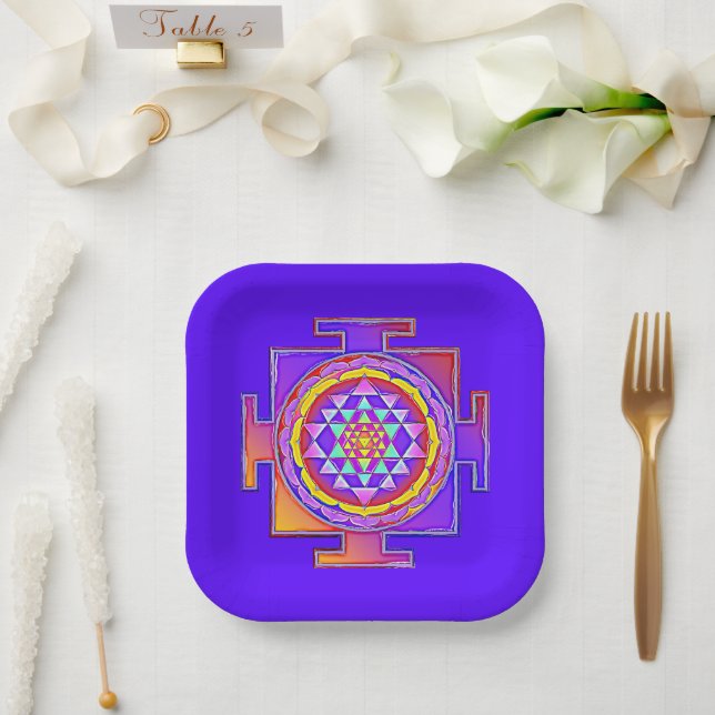 Sri Yantra - Hinduismus Symbol Design 1 Pappteller (Hochzeit)