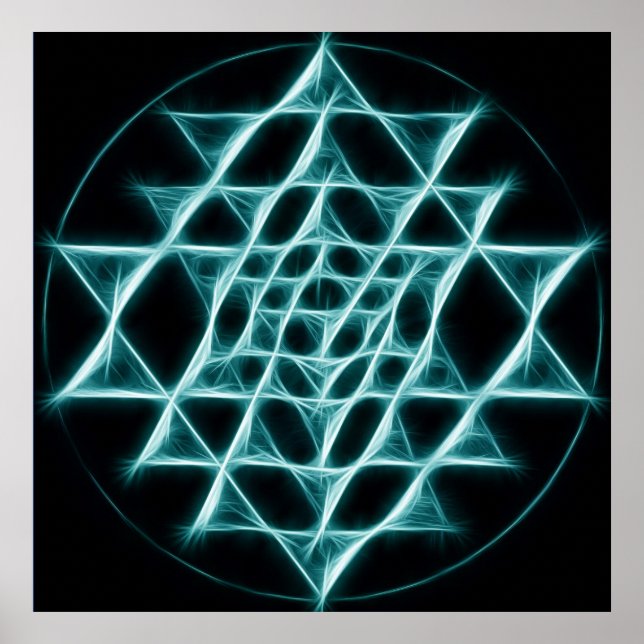 Sri Yantra - Lichtnetz Poster (Vorne)