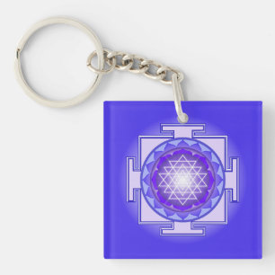 Sri Yantra Mandala Lila und blauer Schlüsselanhäng Schlüsselanhänger