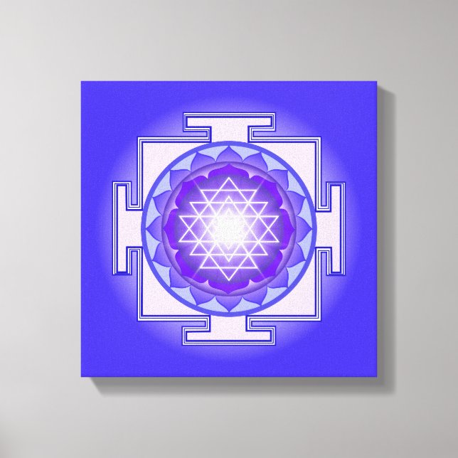 Sri Yantra Mandala Lila und Blue Canvas Print Leinwanddruck (Vorderseite)