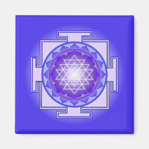 Sri Yantra Mandala Lila und Blue Magnet