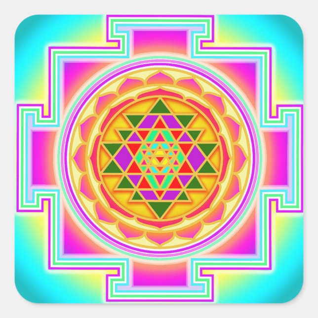 Sri Yantra Quadratischer Aufkleber (Vorderseite)