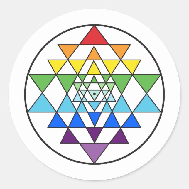 Sri Yantra-Regenbogenaufkleber Runder Aufkleber (Vorderseite)