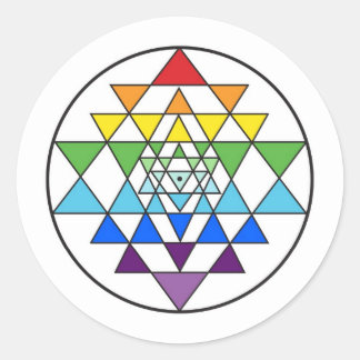 Sri Yantra-Regenbogenaufkleber Runder Aufkleber