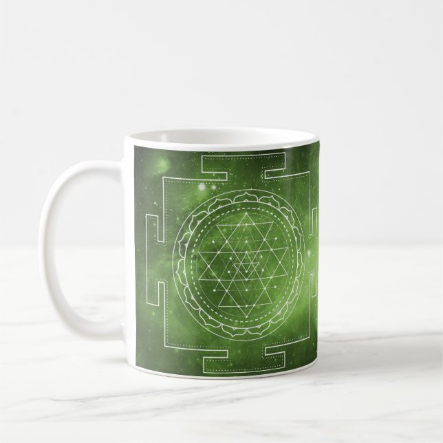 Sri Yantra Sacred Geometry Green Tasse (Links)