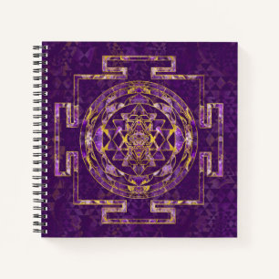 Sri Yantra / Sri Chakra Amethyst und Gold Notizbuch