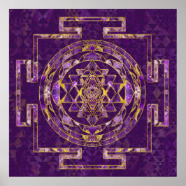 Sri Yantra / Sri Chakra Amethyst und Gold Poster
