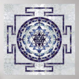 Sri Yantra / Sri Chakra Gemstone und Perle Poster