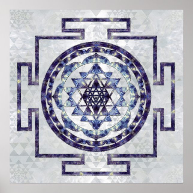 Sri Yantra / Sri Chakra Gemstone und Perle Poster (Vorne)
