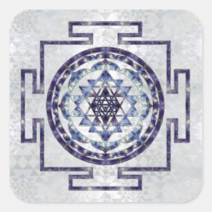 Sri Yantra / Sri Chakra Gemstone und Perle Quadratischer Aufkleber