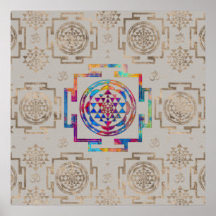 Sri Yantra/Sri Chakra in der Farbe auf Leinwand Poster