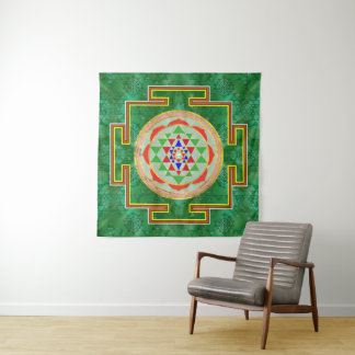 Sri Yantra/Sri Chakra in der Farbe Wandteppich