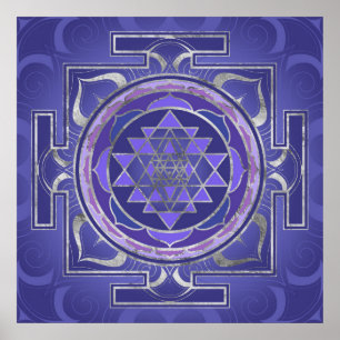 Sri Yantra/Sri Chakra lila und silbern Poster