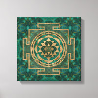 Sri Yantra / Sri Chakra Malachite und Gold