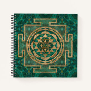 Sri Yantra / Sri Chakra Malachite und Gold Notizbuch