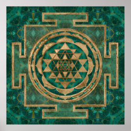 Sri Yantra / Sri Chakra Malachite und Gold Poster