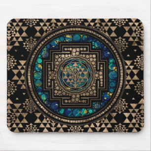 Sri Yantra/Sri Chakra Marmor und Gold Mousepad