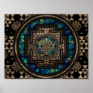 Sri Yantra / Sri Chakra Marmor und Gold Poster