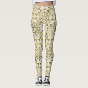 Sri Yantra/Sri Chakra Muster - Goldpastell Leggings