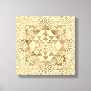 Sri Yantra / Sri Chakra Pastel Gold Leinwanddruck