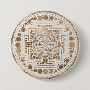 Sri Yantra/Sri Chakra Pastell-Gold Button