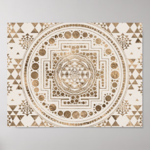 Sri Yantra/Sri Chakra Pastell-Gold Poster