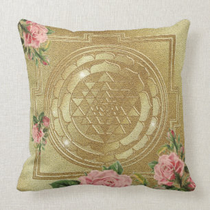 SRI YANTRA und der Anteil der Rose - Throw Kissen