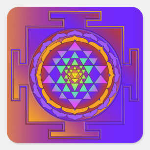 SRI YANTRA voll gefärbt + Ihre Ideen Quadratischer Aufkleber