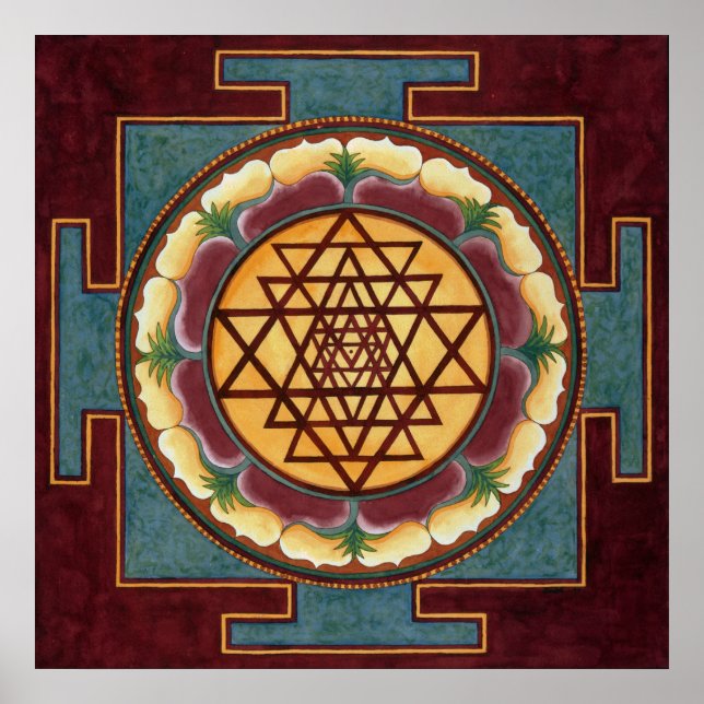 Sri Yantra-Wasserfarbe Poster (Vorne)