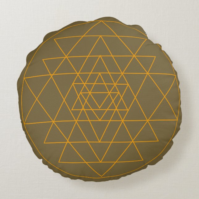 Sri Yantra zu Brown Cushion Rundes Kissen (Rückseite)