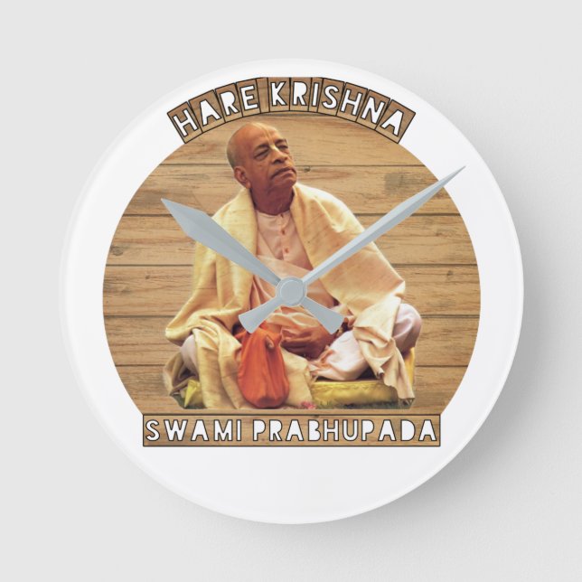 Srila Prabhupada ji Runde Wanduhr (Vorderseite)