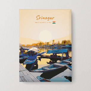 Srinagar, Indien - Dal Lake Shikara-Boote Button