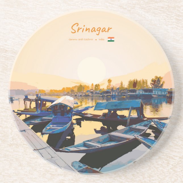 Srinagar, Indien - Dal Lake Shikara-Boote Getränkeuntersetzer (Vorne)