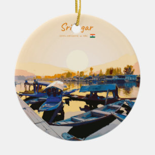Srinagar, Indien - Dal Lake Shikara-Boote Keramik Ornament