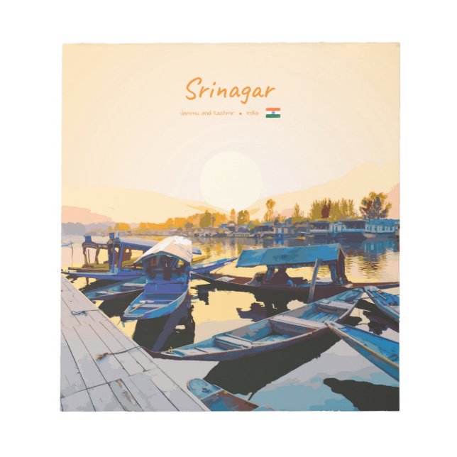 Srinagar, Indien - Dal Lake Shikara-Boote Notizblock (Vorderseite)