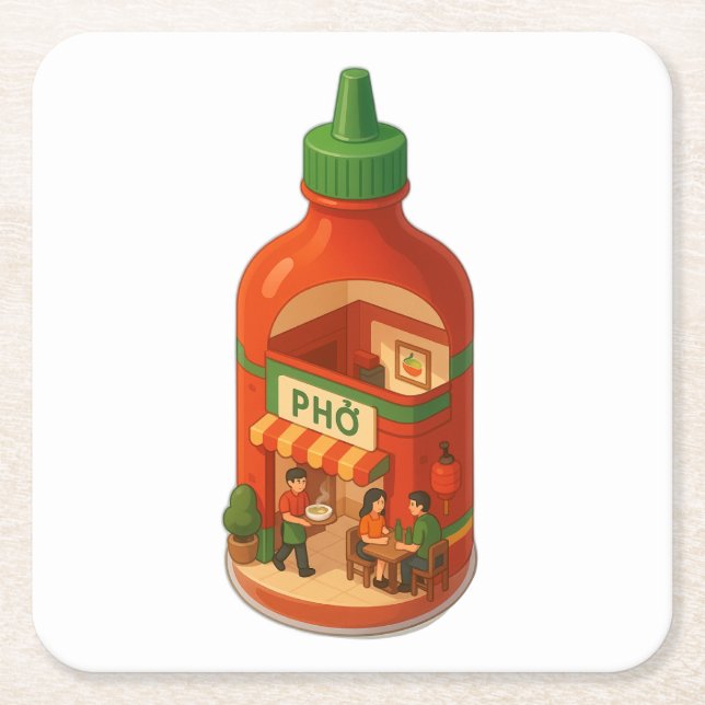 Sriracha Pho Shop Rechteckiger Pappuntersetzer (Vorderseite)