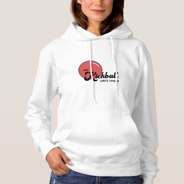 SRQ Kickball Women's White Hoodie (Vorderseite)