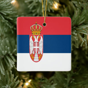SRS001 SERBIAN FLAG SERBIA, Europa Keramikornament