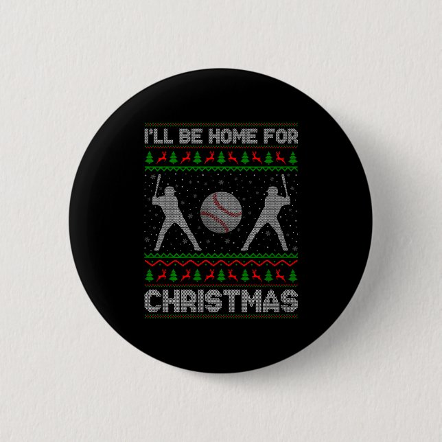Srty Baseball Player Ugly Christmas Sweaters Xmas  Button (Vorderseite)