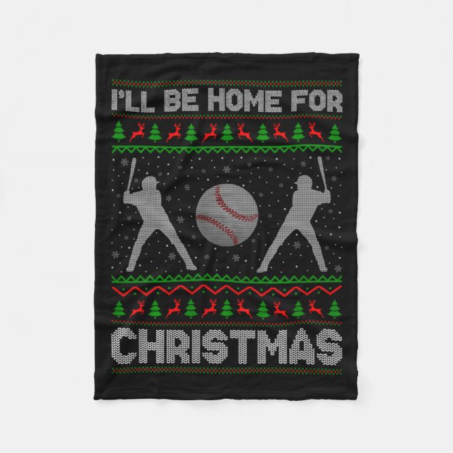 Srty Baseball Player Ugly Christmas Sweaters Xmas  Fleecedecke (Vorderseite)