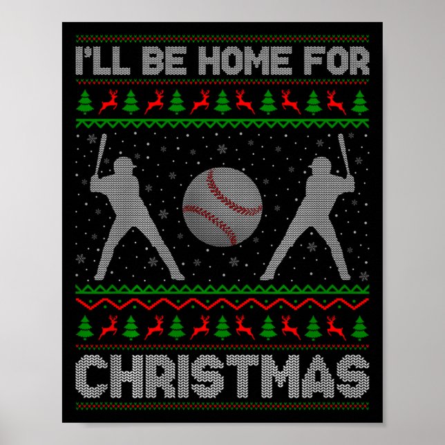 Srty Baseball Player Ugly Christmas Sweaters Xmas  Poster (Vorne)