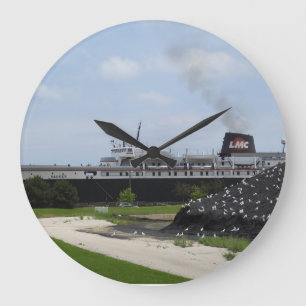 SS Badger Kohleschiff in Manitowoc WI Wall Clock Große Wanduhr