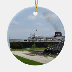 SS Badger Kohleschiffladung in Manitowoc WI Keramik Ornament